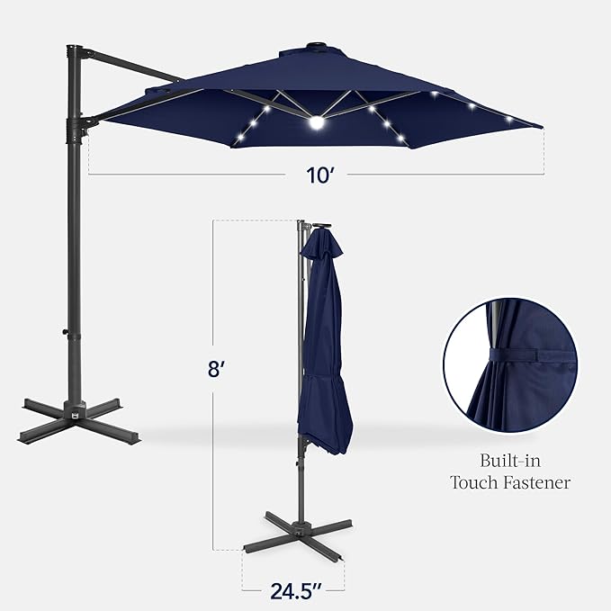 Best Choice Products 10ft Solar LED Offset Cantilever Hanging Market Patio - Image 2