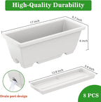 8pcs Rectangle Window Boxes Planters, 17 Inches Long Window Sill Planter Box - Image 6