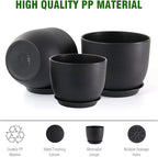 10/9/8 inch Medium Plant Pots, 3 Pack Modern Decorative Plastic Planters - Image 4