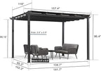 PURPLE LEAF 10' x 13' Aluminum Outdoor Pergola Wind-Resistant Retractable - Image 6