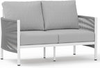 Aluminum Outdoor Patio Couch Loveseat, HDPE Rope Patio Sofa by Oasbira