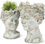 Abbott Collection Goddess Head Planter – Large Cement Indoor and Outdoor - Image 4