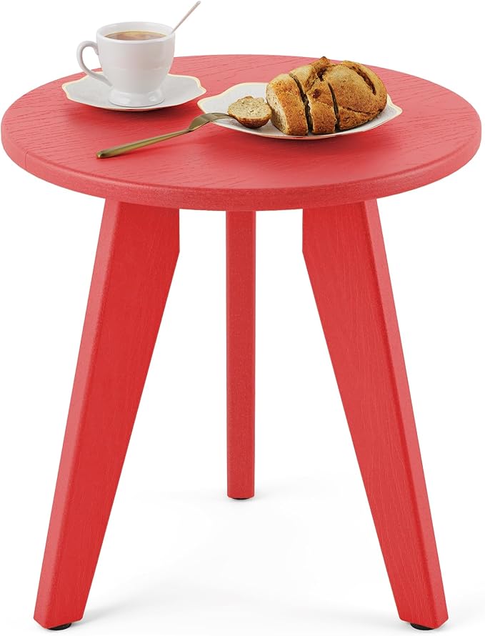 HDPS Outdoor Side Table, Small Round Side Table Weather-Resistant, Outdoor Side by HOMENJOY