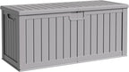 Flamaker Resin Deck Box 250 Gallon, Waterproof Imitation-Wood Lockable Storage by Flamaker