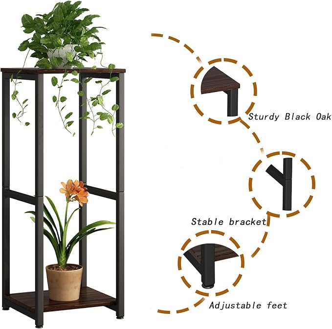 Plant Stand Indoor Corner Tall 2 Tier Metal Modern Flower Storage Plant Shelf - Image 5