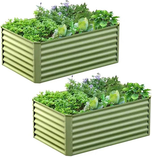 4x2x2FT Galvanized Raised Garden Bed, Galvanized Planter Boxes Outdoor by AyenGuard