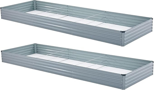 2 Pack 12x4x1FT Galvanized Raised Garden Beds Kit Outdoor Metal Gardening by Meberam