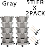 GameXcel Vertical Planter 5 Tier Stackable Planters Garden Planters Strawberry - Image 8