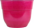 Garden Elements Indoor/Outdoor Glazed Brushed Happy Plastic Planter, Bright Pink by GardenElements