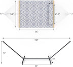 2 Person Outdoor Hammock with Stand, Cotton Rope Hammock with Polyester Pad - Image 7
