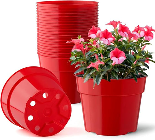 20 Pack 6 Inch Plant Pots, Thickened Plastic Flower Pots by RooTrimmer
