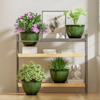 8 Inch Plastic Plant Pots, Glossy Smooth Finish Planter - Image 7