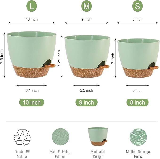 10/9/8 inch Self Watering Pots - Image 3