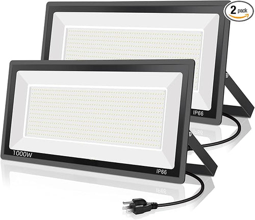 2 Pack 1000W LED Flood Light Outdoor, 4250W Equivalent Super Bright 99500LM by YANYCN