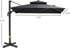 Outsunny 10ft Offset Patio Umbrella, Hanging Cantilever Umbrella, Square Shape - Image 7