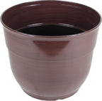 Garden Elements Indoor/Outdoor Glazed Brushed Happy Plastic Planter, Dark Brown - Image 3