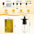 Outdoor String Lights Patio LED Light Outside - 15M 15+1 S14 LED IP65 - Image 2
