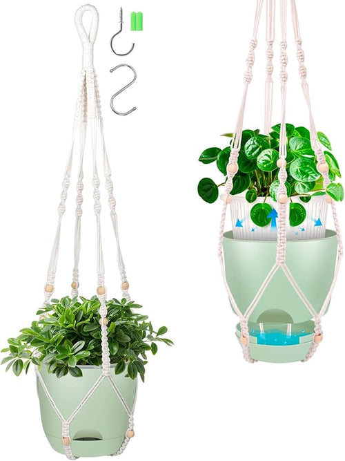 2-Pack 5.7-Inch Self-Watering Hanging Planters by QCQHDU