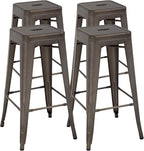 FDW Metal Bar Stools Set of 4 Counter Height Bar Stools 24 Inches Industrial by FDW