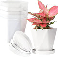 InmeRun Plant Pots Indoor Plastic Flower Pots Outdoor 5 inch Set of 12 Pack by InmeRun