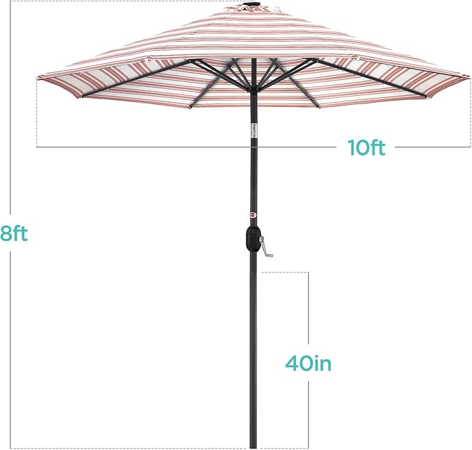 Best Choice Products 10ft Solar Polyester LED Lighted Patio Umbrella w/Tilt - Image 7