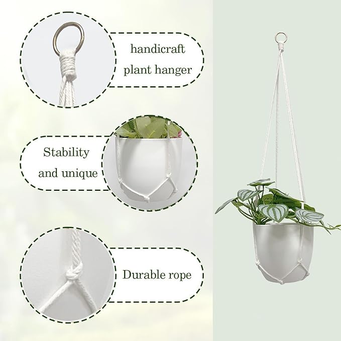 Macrame Plant Hanger 5 Pack Hanging Planters - Image 3