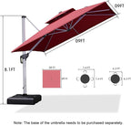 PURPLE LEAF Patio Umbrella 9ft Outdoor Square Umbrella Large Cantilever - Image 8