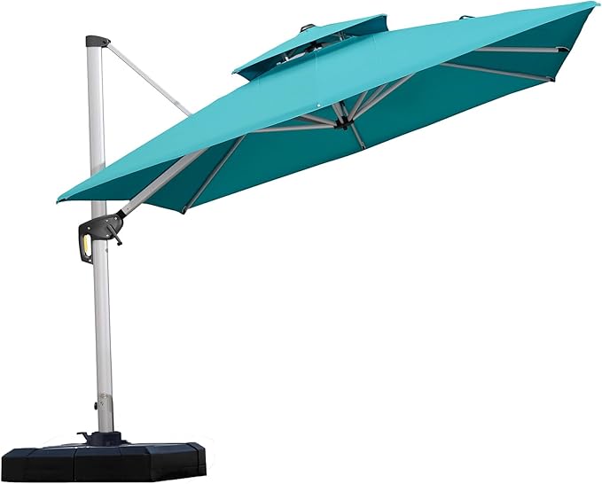 PURPLE LEAF Patio Umbrella 9ft Outdoor Square Umbrella Large Cantilever by PURPLELEAF