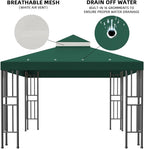 Sumfaller 10x10 FT Gazebo Replacement Canopy Top Double Tiered Canopy Top - Image 2