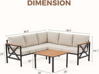 EROMMY 6 Pieces Patio Furniture Sets, Metal Outdoor Sectional Furniture L Shape - Image 2