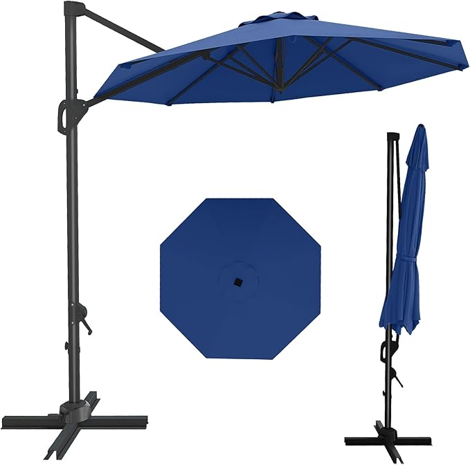 GarveeLife 10 ft Patio Umbrella Outdoor Large Cantilever Umbrella w/Base - Image 2