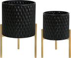 ARNIS Plants Pots with Stand, Unique Mid Century Decorative Metal Flower Pots - Image 9