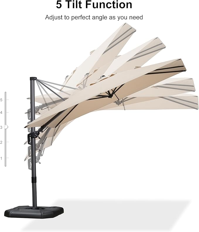 PURPLE LEAF 6.5' X 10' Left-right Tilt Patio Umbrella Outdoor Cantilever Swivel - Image 9