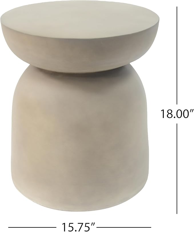 Christopher Knight Home Stela Patio Lightweight Concrete Drum Side Table - Image 2