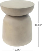 Christopher Knight Home Stela Patio Lightweight Concrete Drum Side Table - Image 2