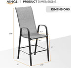 VINGLI Outdoor Bar Chairs Set of 8 – Stackable Outdoor Bar Stools - Image 3
