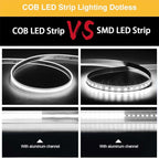 COB LED Strip Lights Waterproof IP67 DC24v Daylight White 6000K 16.4ft/5m High - Image 3