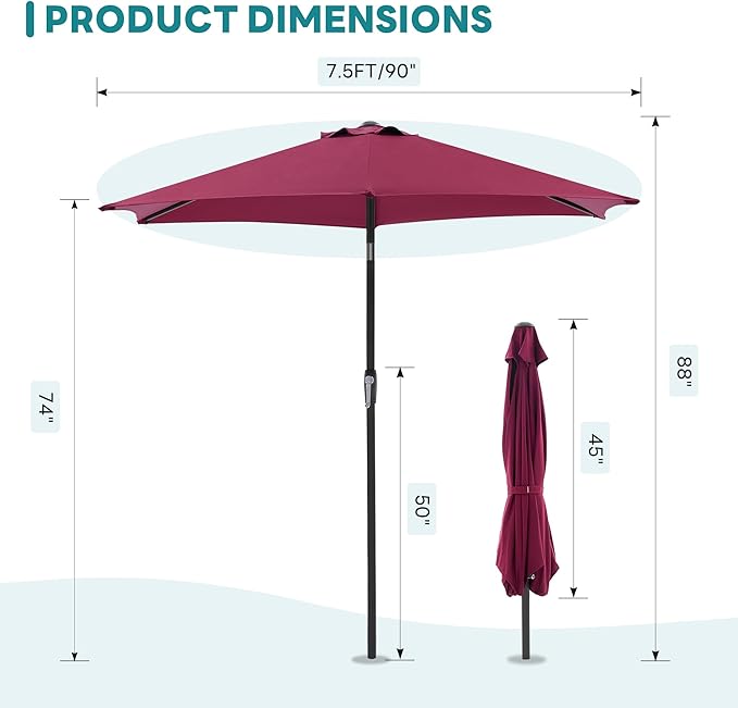 OLIXIS 7.5ft Patio Umbrella - Image 5