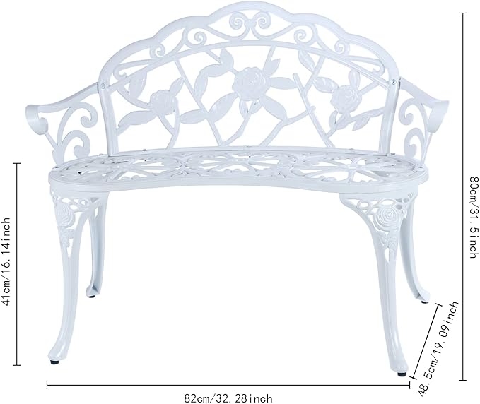 JARDIN DE CENTENNIAL Patio Garden Bench Metal Park Bench Cast Aluminum Outdoor - Image 2
