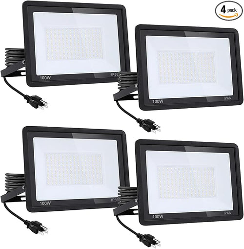 4Pack-100W LED Flood Light Outdoor, 11000lm LED Work Light by Lingwarm