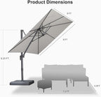 PURPLE LEAF Patio Umbrella 8' X 8' Rectangle Cantilever Umbrella Large Aluminum - Image 9