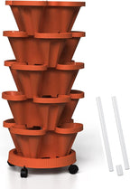 Strawberry Vertical Planter, 5 Tiered Stacking Garden Tower, Stackable Herb by Tectsia