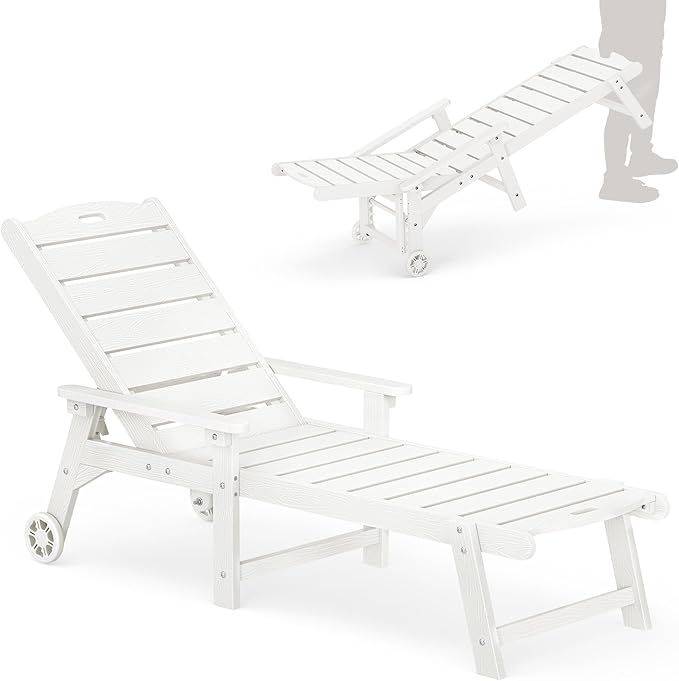 LUE BONA Outdoor Chaise Lounge, HDPS Chaise Lounger, 5 Positions Adjustable by LUEBONA