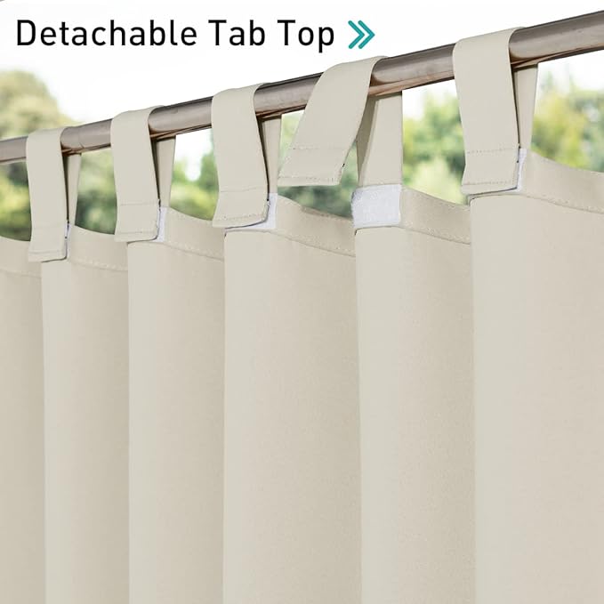 NICETOWN 2 Panels Outdoor Patio Curtainss Waterproof Room Darkening Drapes - Image 2