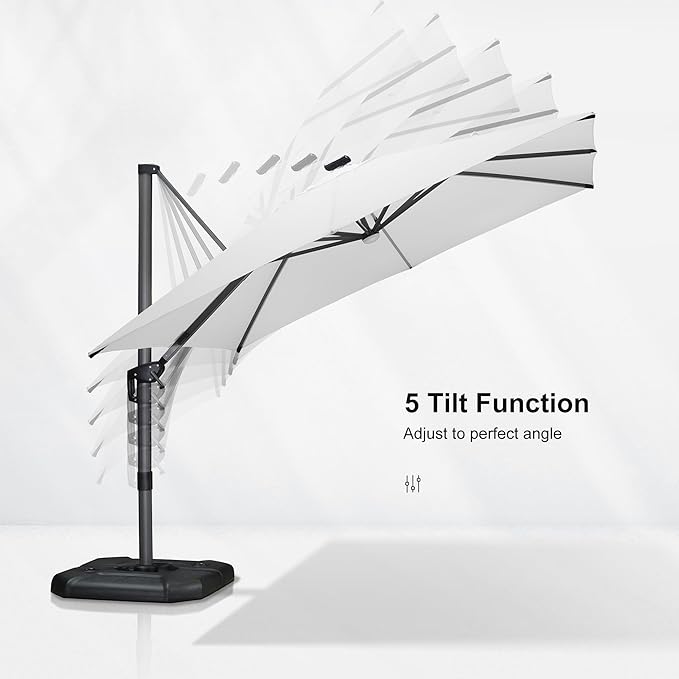 PURPLE LEAF 10 Feet Patio Umbrella Outdoor Cantilever Solar Powered LED Square - Image 8