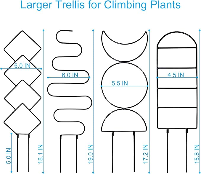 4 Packs 19 in Heighten Trellis for Climbing Plants Indoor, HENABLE Small Garden - Image 6