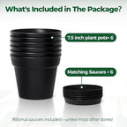 T4U 7.5 Inch Plant Pots 6 Pcs, Flower Pots - Image 6