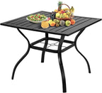 VINGLI 36" Square Patio Table for 4, Metal Outdoor Dining Table by VINGLI