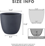 Kante 14 Inch Dia Round Concrete Planter, Indoor Outdoor Large Plant Pot - Image 2