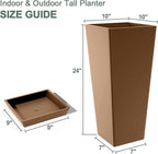 Set of 2 Large Planters for Outdoor Plants 24" Tall Tapered Modern Flower Pots - Image 2